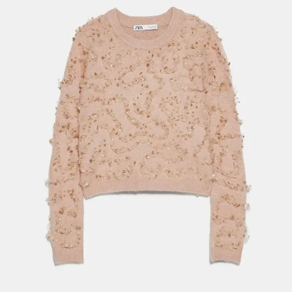 Zara | Sweaters | Zara Woman Sweater With Glittery Ruffle